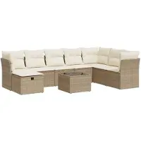 vidaXL Ensemble de jardin canapé 8 pièces avec coussins Beige Poly Rattan