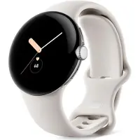 Google Pixel Watch LTE, modèle 41 mm, couleur argent (Silver), avec bracelet de sport gris (Charcoal)