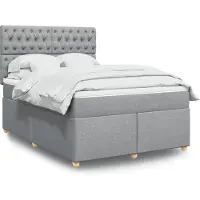 vidaXL Lit boxspring avec matelas gris clair 140x190 cm Tissu