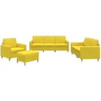 vidaXL Ensemble de canapés 4 pièces avec coussins Tissu jaune clair
