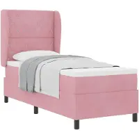 vidaXL Lit boxspring avec matelas avec tête de lit rose 80 x 200 cm velours