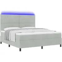 vidaXL LED Lit boxspring avec matelas gris clair 180 x 200 cm velours