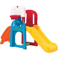 Step2 Aire De Jeux Avec Toboggan Et De Nombreuses Options De Jeu Aire De Jeux Enfant En Plastic Avec Toboggan, Panier De Basketball & Mur D'escalade - Game Time Sports Climber