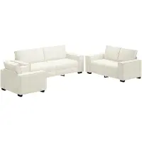 vidaXL Ensemble de canapés 3 pièces avec coussins Crème Velours