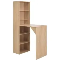vidaXL Table de bar avec armoire aspect chêne 115x59x200 cm