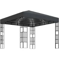 vidaXL Pavillon avec guirlande lumineuse LED 3x3 m Anthracite