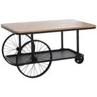 Mendler Table basse HWC-Q69, table d'appoint, table de salon, pneu, style industriel rétro, en bois, 54 x 100 x 60 cm naturel, noir