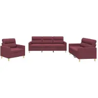vidaXL Ensemble de canapés 3 pièces avec coussins vin rouge Tissu