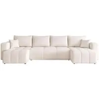 Idohome – canapé d'angle moderne en U avec fonction couchage et surpiqûres, ensemble de canapés, canapé, canapé-lit, PEDRO U - couleur Crème Manila 01