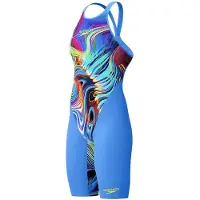 Speedo Fastskin Lzr Pure Valor 2.0 Open Back Competition Swimsuit Bleu UK 22 Femme