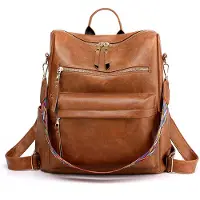INF Sac à Dos Double Bretelle Vintage pour Femme Marron
