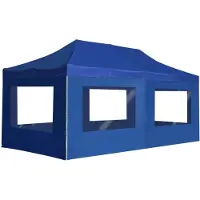 vidaXL Tente De Réception Pliable Avec Parois Aluminium 6 X 3 M Bleu