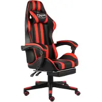 vidaXL Chaise de jeu avec repose-pieds Noir et rouge Similicuir