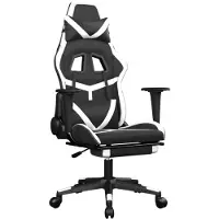 vidaXL Chaise de jeu avec repose-pieds noir et blanc similicuir