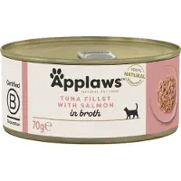 Applaws Cat Tin - Filet de thon et saumon en bouillon - 24x70 g