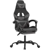 vidaXL Chaise de jeu avec repose-pieds Noir et gris Similicuir
