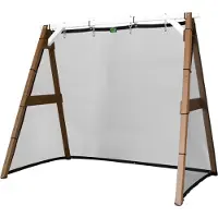 Axi 4-In-1 Sportsfun Marron / Blanc | Cadre 4-In-1 Pour Balançoire, Football, Volley-Ball Et Tennis | Portique Balançoire Et Buts
