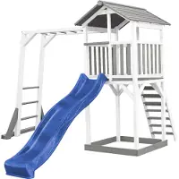 Axi Beach Tower Aire De Jeux Avec Toboggan En Bleu, Cadre D'Escalade & Bac À Sable | Grande Maison Enfant Extérieur En Gris & Blanc | Cabane De Jeu