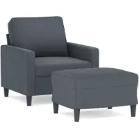 vidaXL Fauteuil avec pouf gris foncé 60 cm velours