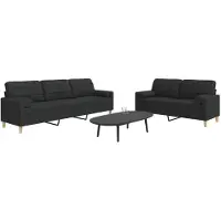 vidaXL Ensemble de canapés 2 pcs avec coussins décoratifs noir tissu