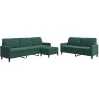 vidaXL Ensemble de canapés 3 pièces avec coussins vert foncé velours