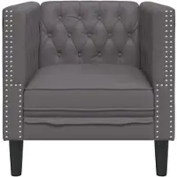 vidaXL Fauteuil Chesterfield Gris Similicuir