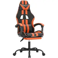 vidaXL Chaise de jeu avec repose-pieds Pivotante Noir & Orange Similicuir
