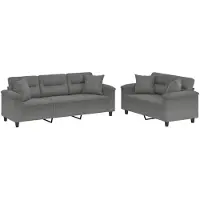 vidaXL Ensemble de canapés 2 pièces avec coussins Gris foncé Tissu microfibre