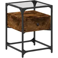 vidaXL Table de chevet chêne fumé 40x40x55 cm bois d'ingénierie