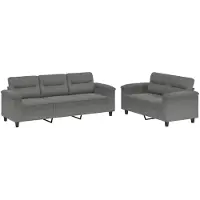 vidaXL Ensemble de canapés 2 pièces avec coussins Gris foncé Tissu microfibre