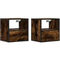 vidaXL Tables de chevet murales 2 pcs Chêne fumé 40x31x39,5 cm