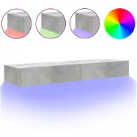 DKD Home Decor Armoires TV avec lampes LED 2 pcs. Gris béton 60x35x15,5 cm