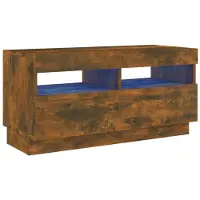 vidaXL Armoire TV avec lampes LED chêne fumé 80x35x40 cm