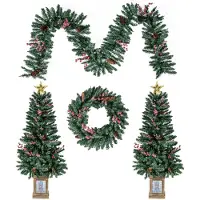 Coast Ensemble de décoration de Noël - Sapin - Guirlande - Couronne - Entrée - PVC - 4 pièces