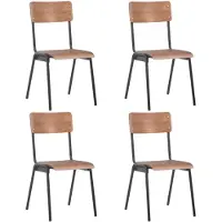 vidaXL Chaises à manger lot de 4 marron contreplaqué solide et acier280085
