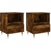 vidaXL Tables de chevet 2 pcs chêne fumé 40x35x50 cm bois ingénierie