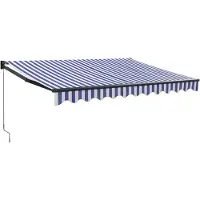 vidaXL Auvent extensible 3x2,5 m tissu et aluminium bleu et blanc