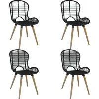 vidaXL Chaises à manger lot de 4 noir rotin naturel246808