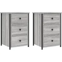 vidaXL Tables De Chevet 2 Pcs Sonoma Gris 40x36x60cm Bois D'ingénierie