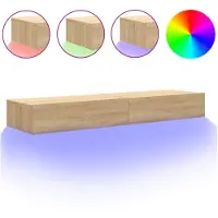 vidaXL Armoires TV avec lampes LED 2 unités Chêne Sonoma 60x35x15,5 cm