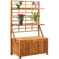 vidaXL Coffre de rangement avec treillis 99x55x160cm en bois massif d'acacia