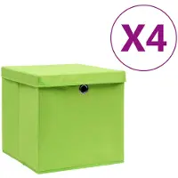 vidaXL Boîtes de rangement avec couvercles 4 pcs. 28x28x28 cm vert