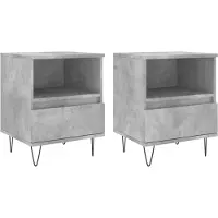 vidaXL Tables de chevet 2 pcs gris béton 40x35x50 cm bois d’ingénierie