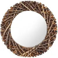 vidaXL Miroir mural 60 cm Teck Rond