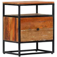 vidaXL Table de chevet 40 x 30 x 50 cm Bois de récupération et acier