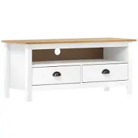 vidaXL Armoire TV Hill Blanc 110x40x47 cm Pin massif