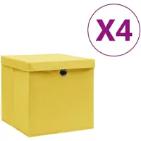 vidaXL Boîtes de rangement avec couvercles 4 pcs. 28x28x28 cm jaune