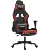 vidaXL Chaise de jeu avec repose-pieds noir et bordeaux similicuir