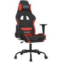 vidaXL Chaise de jeu avec repose-pieds Noir et rouge Tissu
