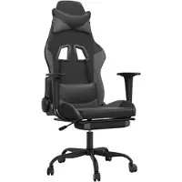 vidaXL Chaise de jeu avec repose-pieds Noir et gris Similicuir